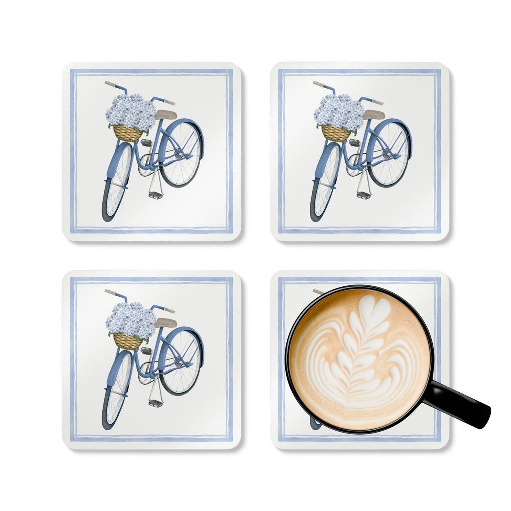 Hydrangea Bicycle Set of 4 Drink Coasters - Hydrangea Lane Home