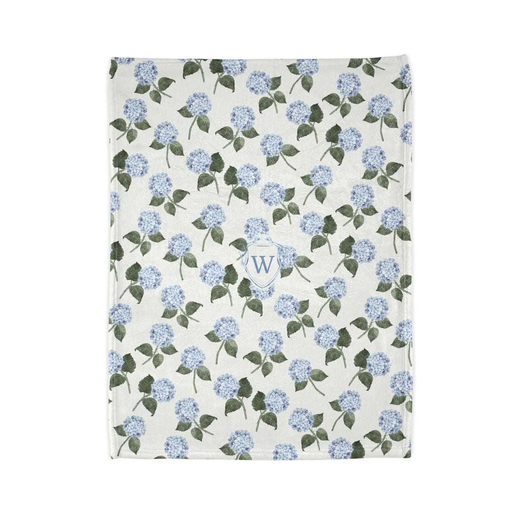 Hydrangea Bloom Blue Monogrammed Blanket - Hydrangea Lane Home