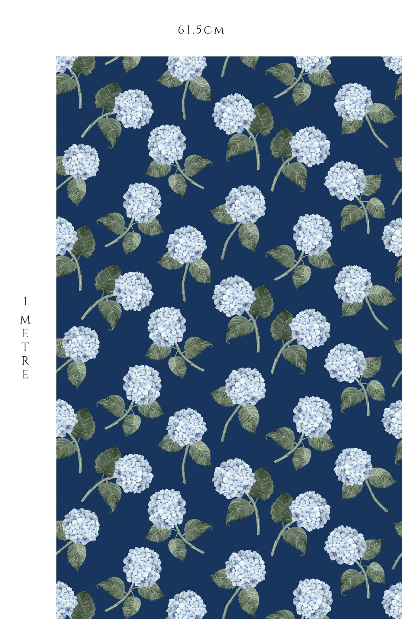 Hydrangea Bloom Wallpaper - Blue on Navy - Hydrangea Lane Home