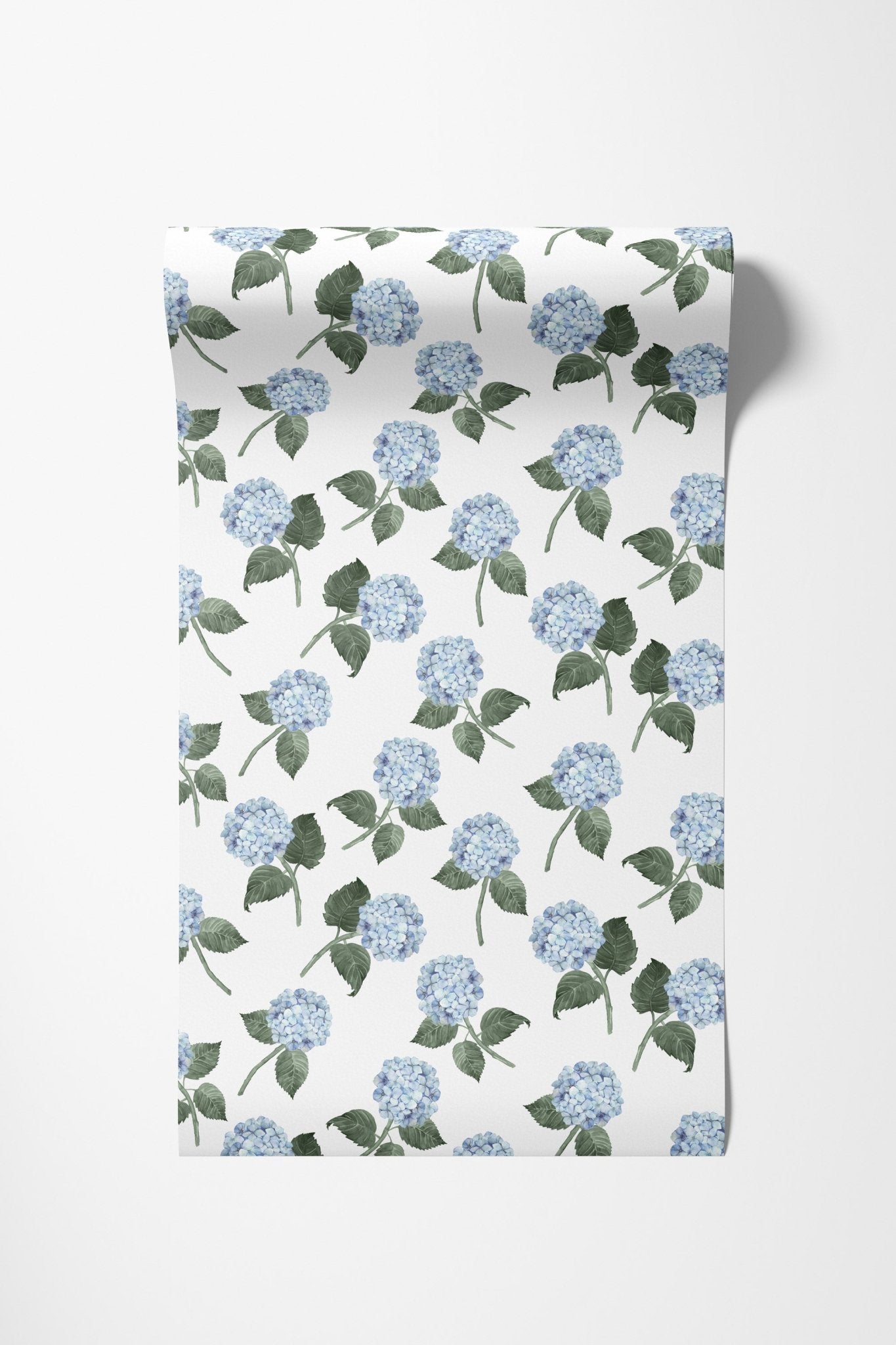 Hydrangea Bloom Wallpaper - Blue on White - Hydrangea Lane Home