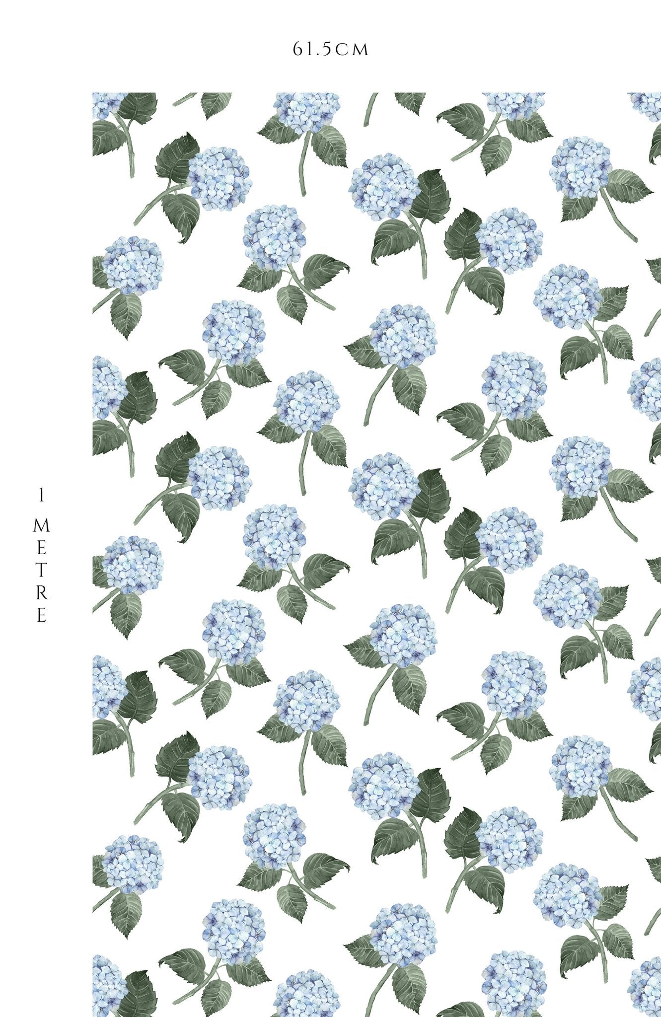 Hydrangea Bloom Wallpaper - Blue on White - Hydrangea Lane Home