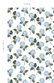 Hydrangea Bloom Wallpaper - Blue on White - Hydrangea Lane Home