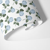 Hydrangea Bloom Wallpaper - Blue on White - Hydrangea Lane Home