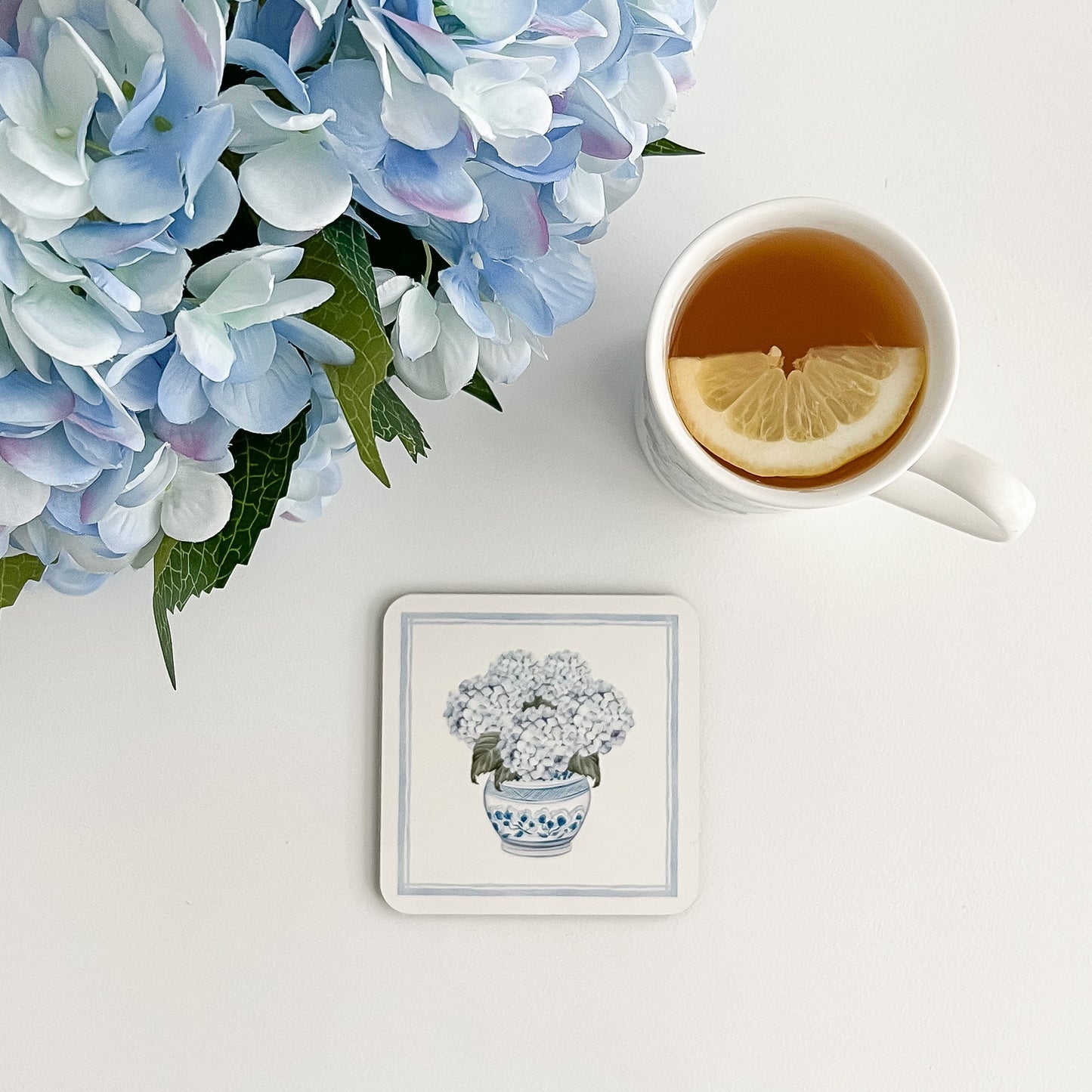 Hydrangea Chinoiserie Set of 4 Drink Coasters - Hydrangea Lane Home