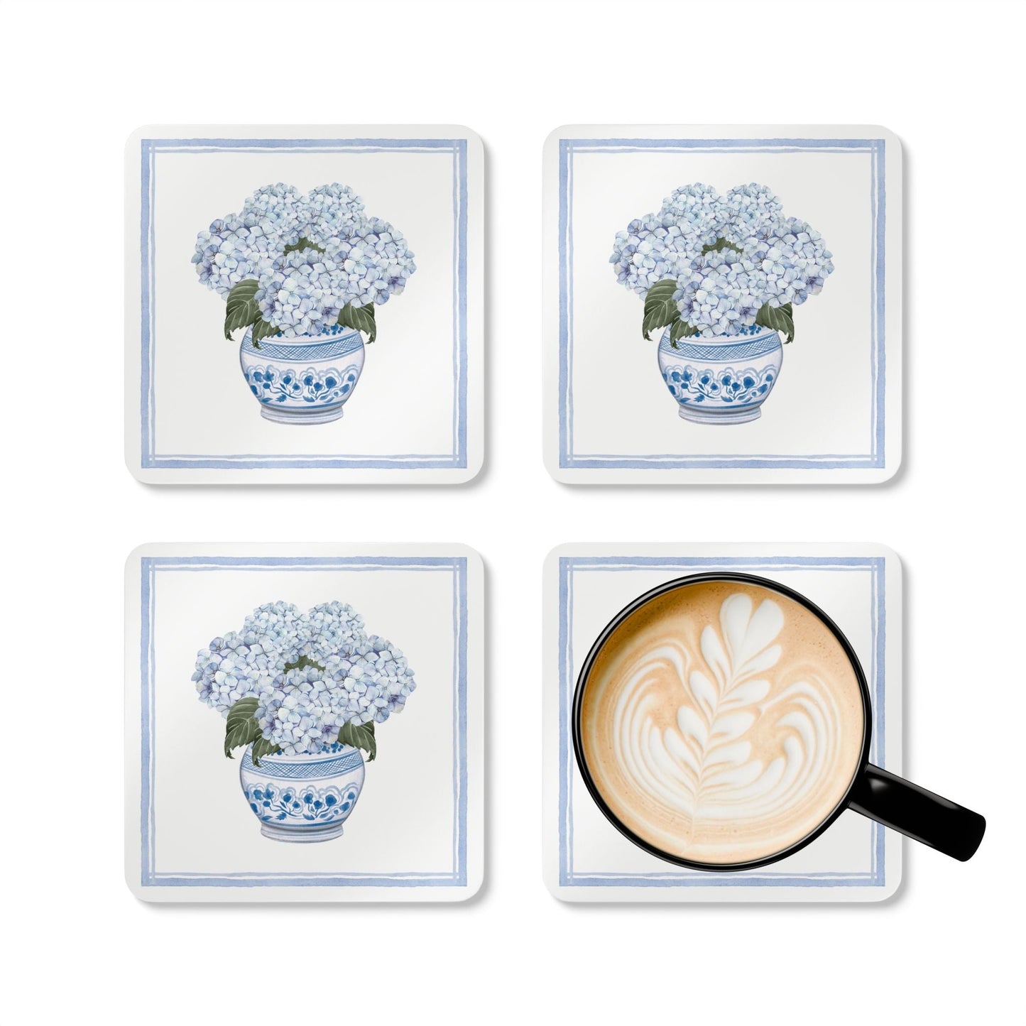 Hydrangea Chinoiserie Set of 4 Drink Coasters - Hydrangea Lane Home