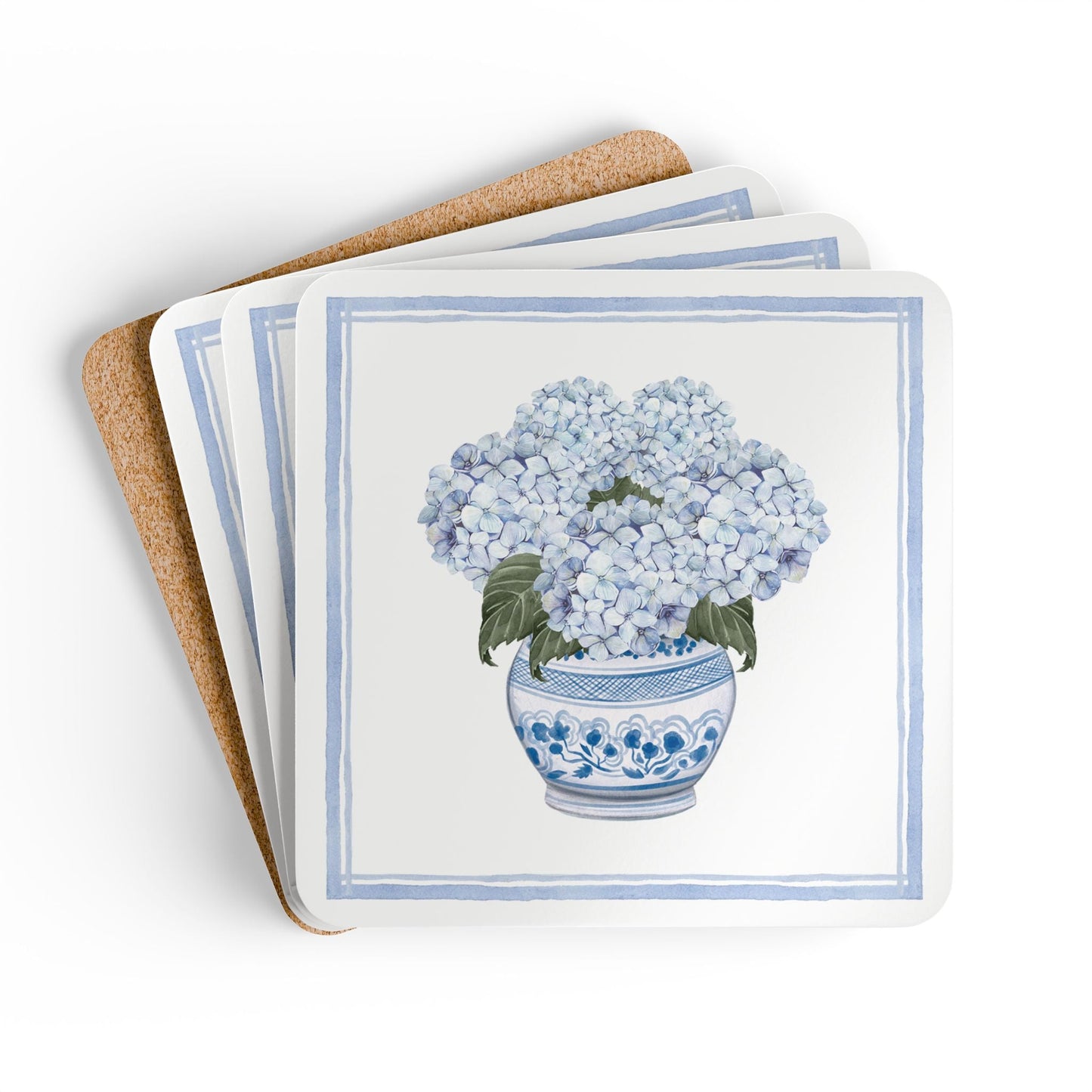 Hydrangea Chinoiserie Set of 4 Drink Coasters - Hydrangea Lane Home