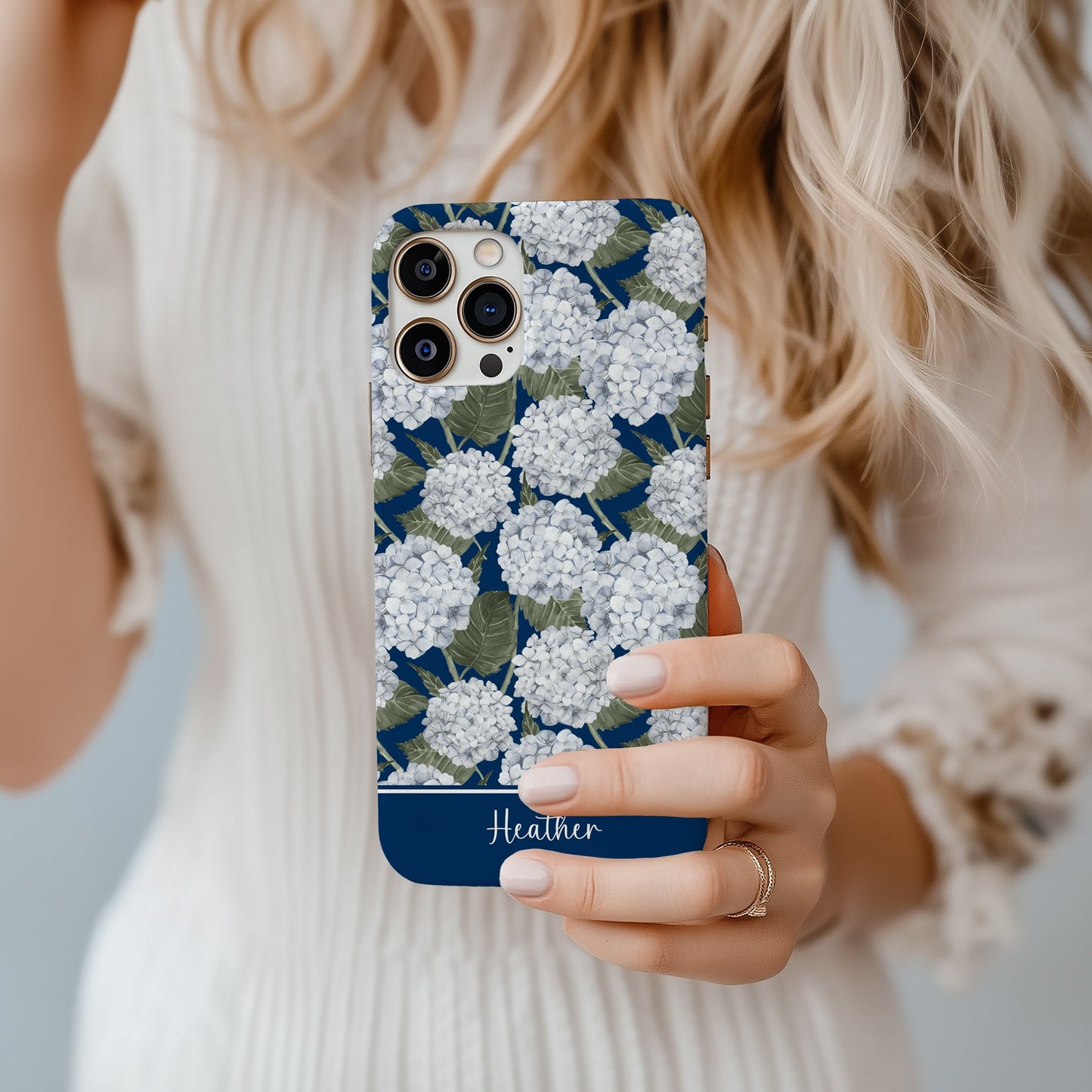 Hydrangea Garden Navy Tough iPhone Case - Hydrangea Lane Home