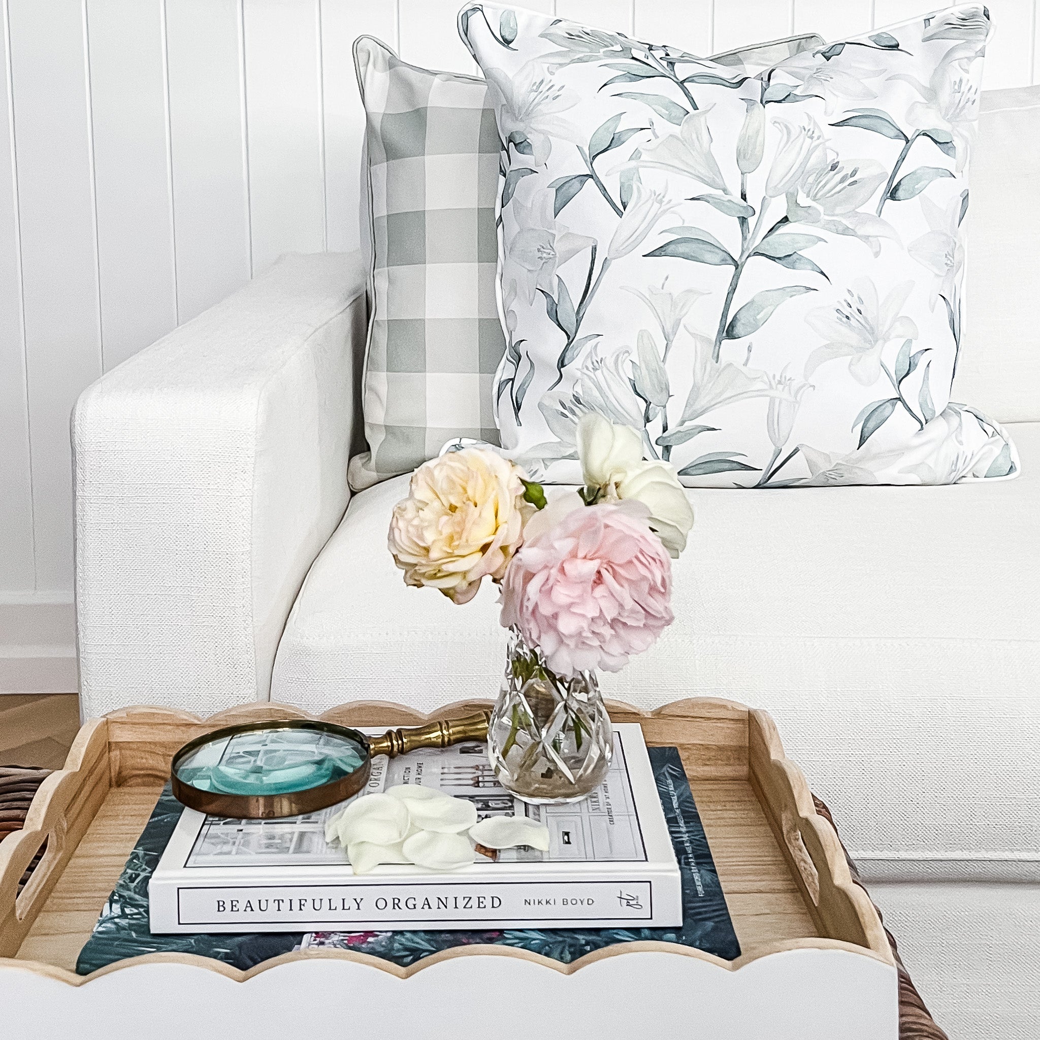 Lilies Cushion - Pink & White - Hydrangea Lane Home