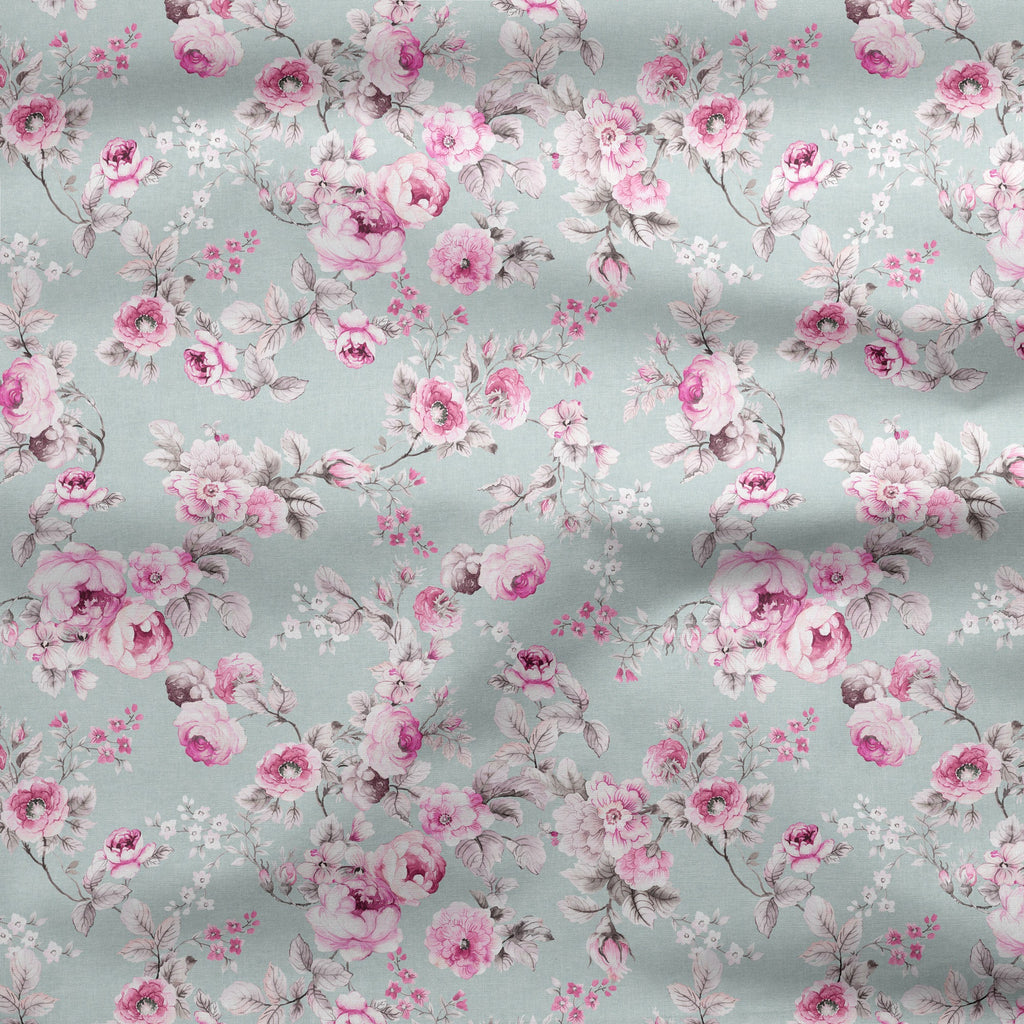 Louise English Country Rose - Pink on Eau de Nil - Hydrangea Lane Home
