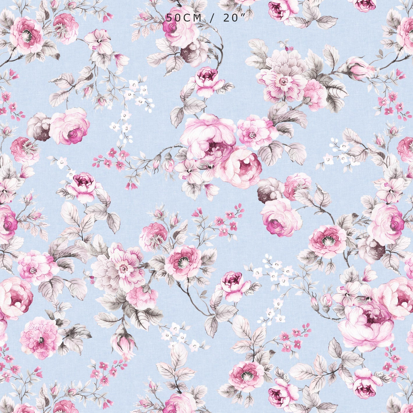 Louise English Country Rose - Pink on Serenity - Hydrangea Lane Home