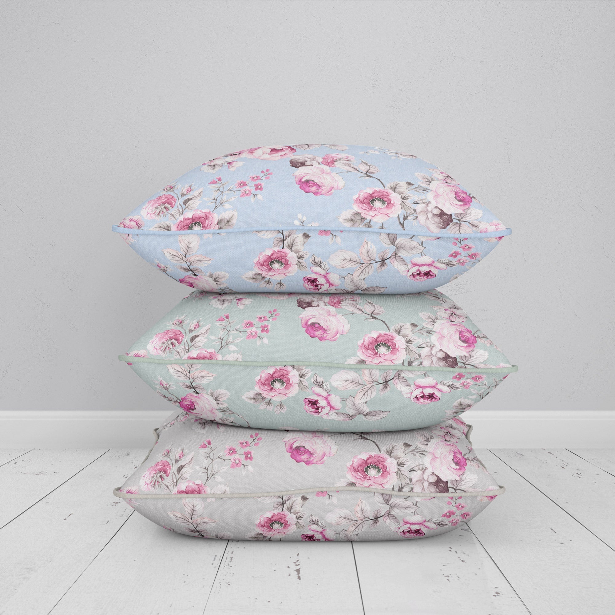 Louise English Country Rose - Pink on Serenity - Hydrangea Lane Home