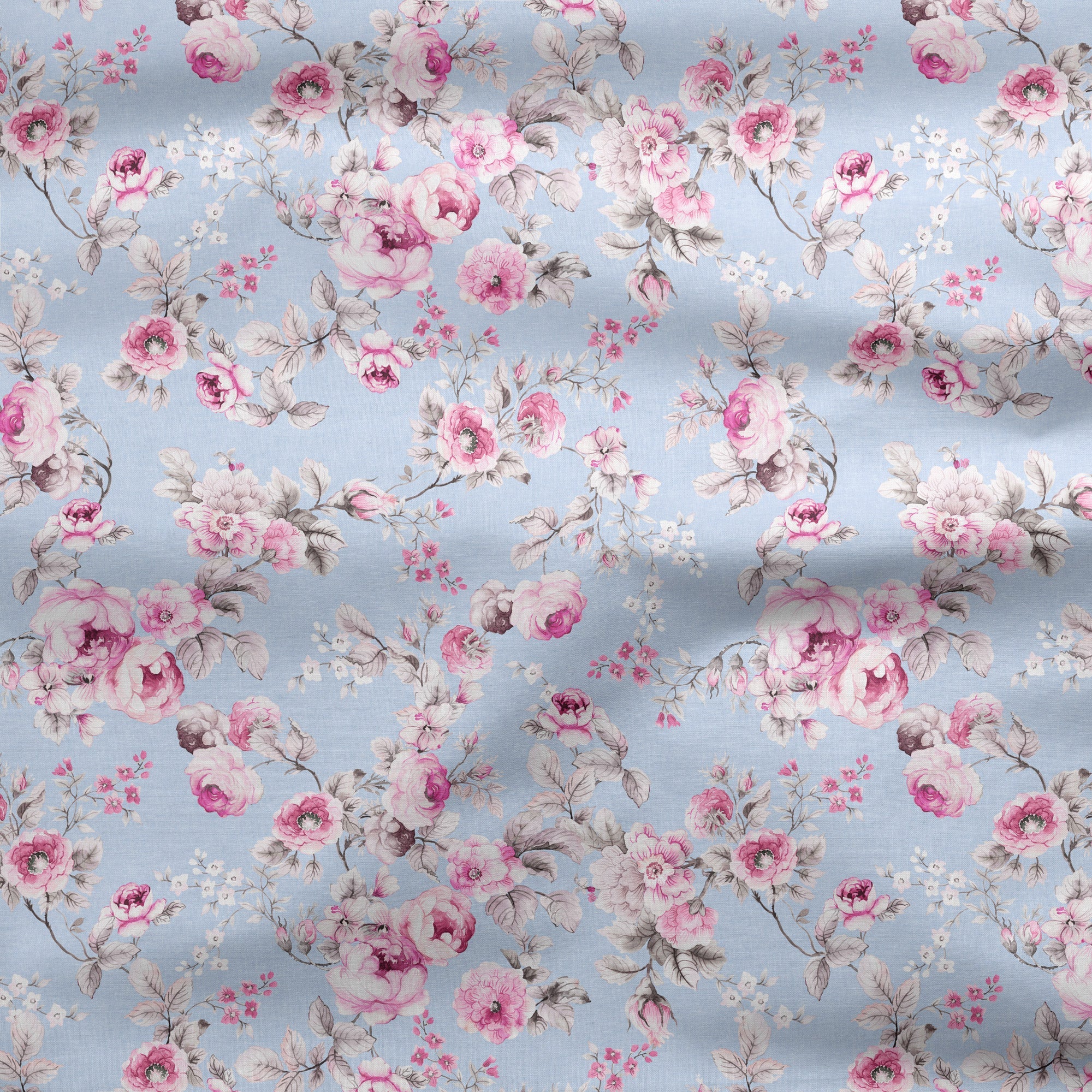 Louise English Country Rose - Pink on Serenity - Hydrangea Lane Home