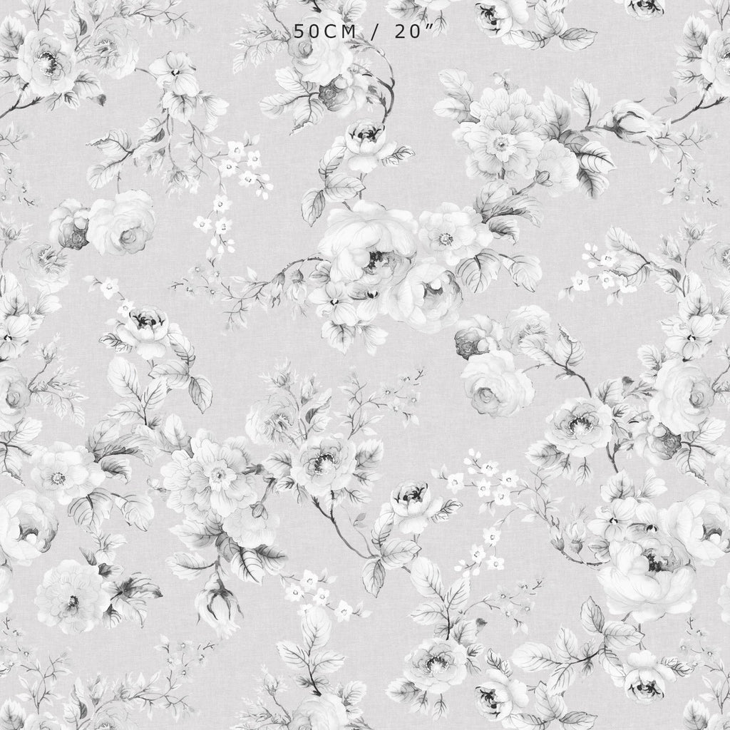 Louise English Country Rose - White on Linen - Hydrangea Lane Home
