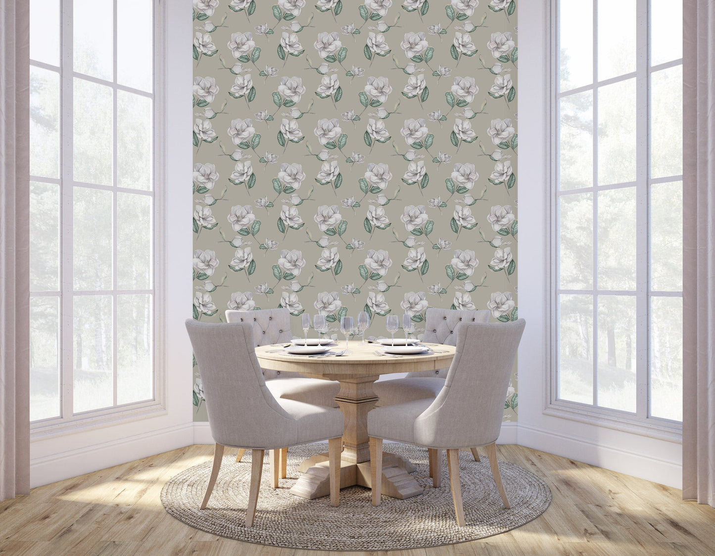 Magnolia Wallpaper - Linen - Hydrangea Lane Home