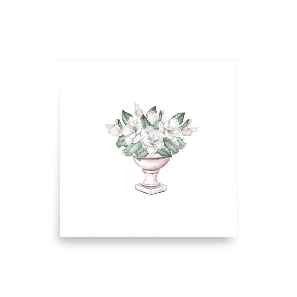 Magnolias in Urn Botanical Art Print - Hydrangea Lane Home