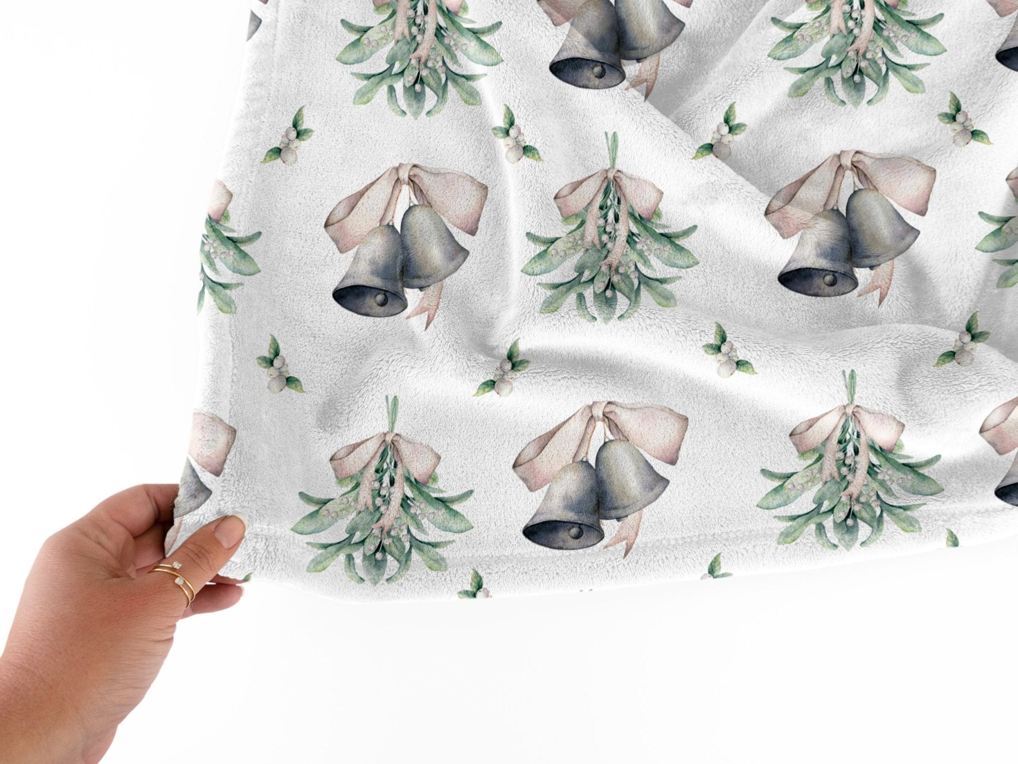 Mistletoe and Silver Bells Christmas Blanket - Hydrangea Lane Home