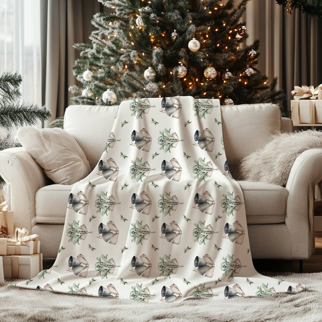 Mistletoe and Silver Bells Christmas Blanket - Hydrangea Lane Home