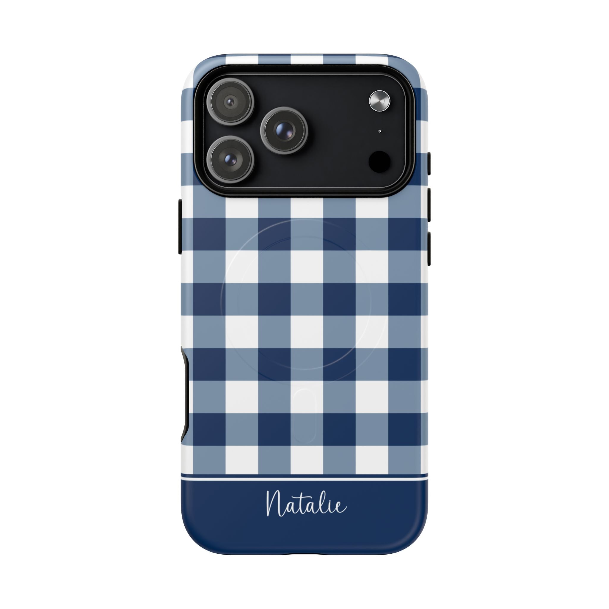 Navy Gingham Check MagSafe Tough iPhone Case - Hydrangea Lane Home