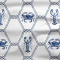 New England Blue Lobster and Crab Trellis Fabric - Hydrangea Lane Home