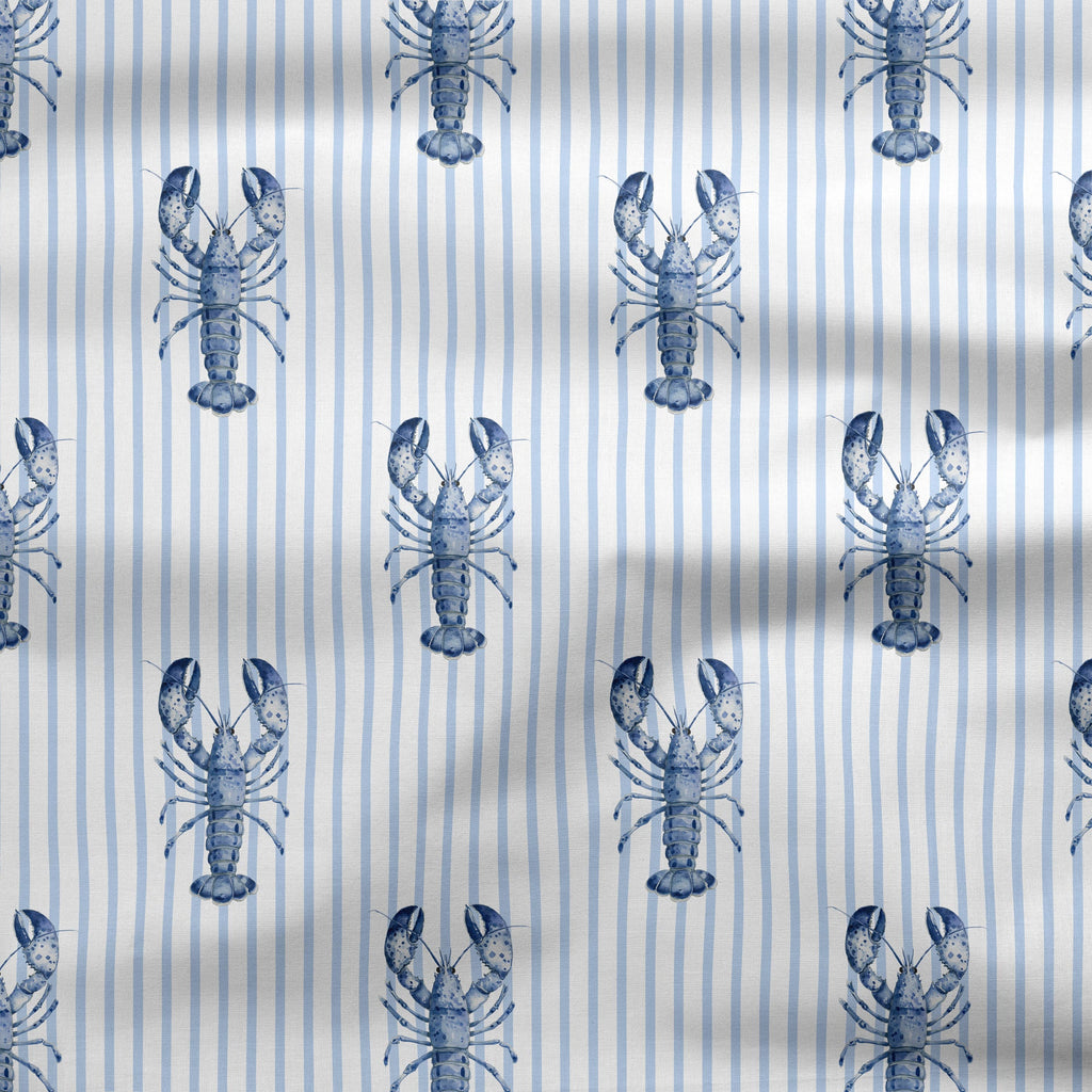New England Blue Lobster Stripe Fabric - Hydrangea Lane Home