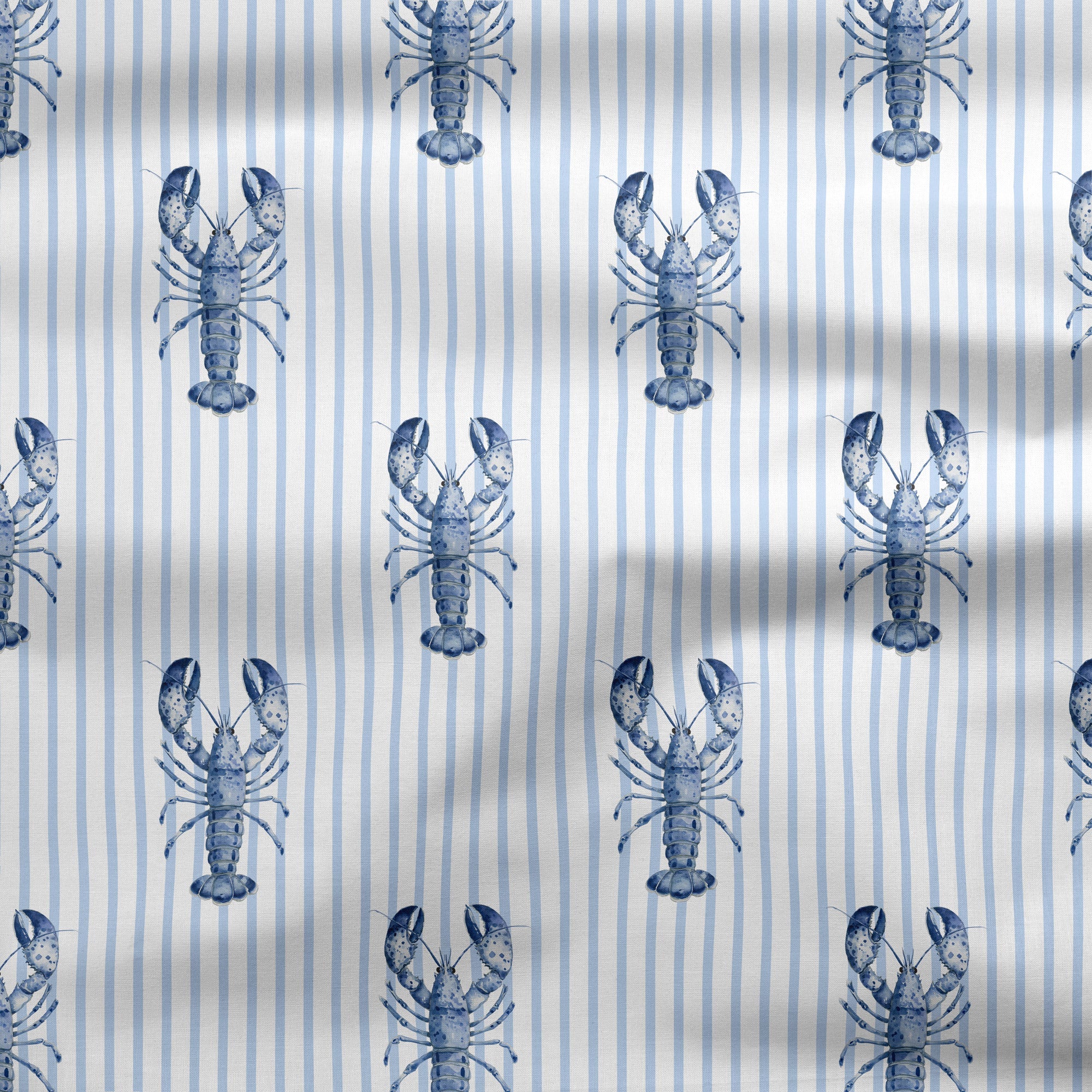 New England Blue Lobster Stripe Fabric - Hydrangea Lane Home