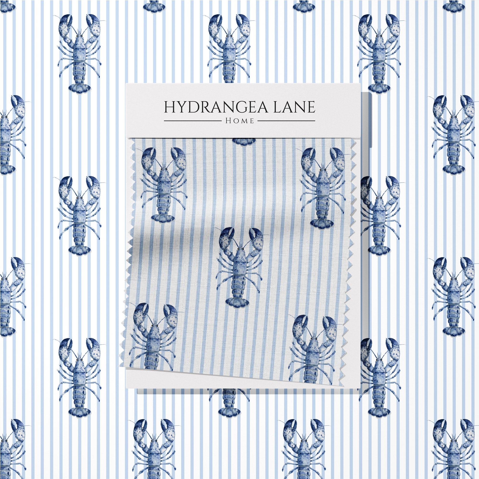 New England Blue Lobster Stripe Fabric - Hydrangea Lane Home