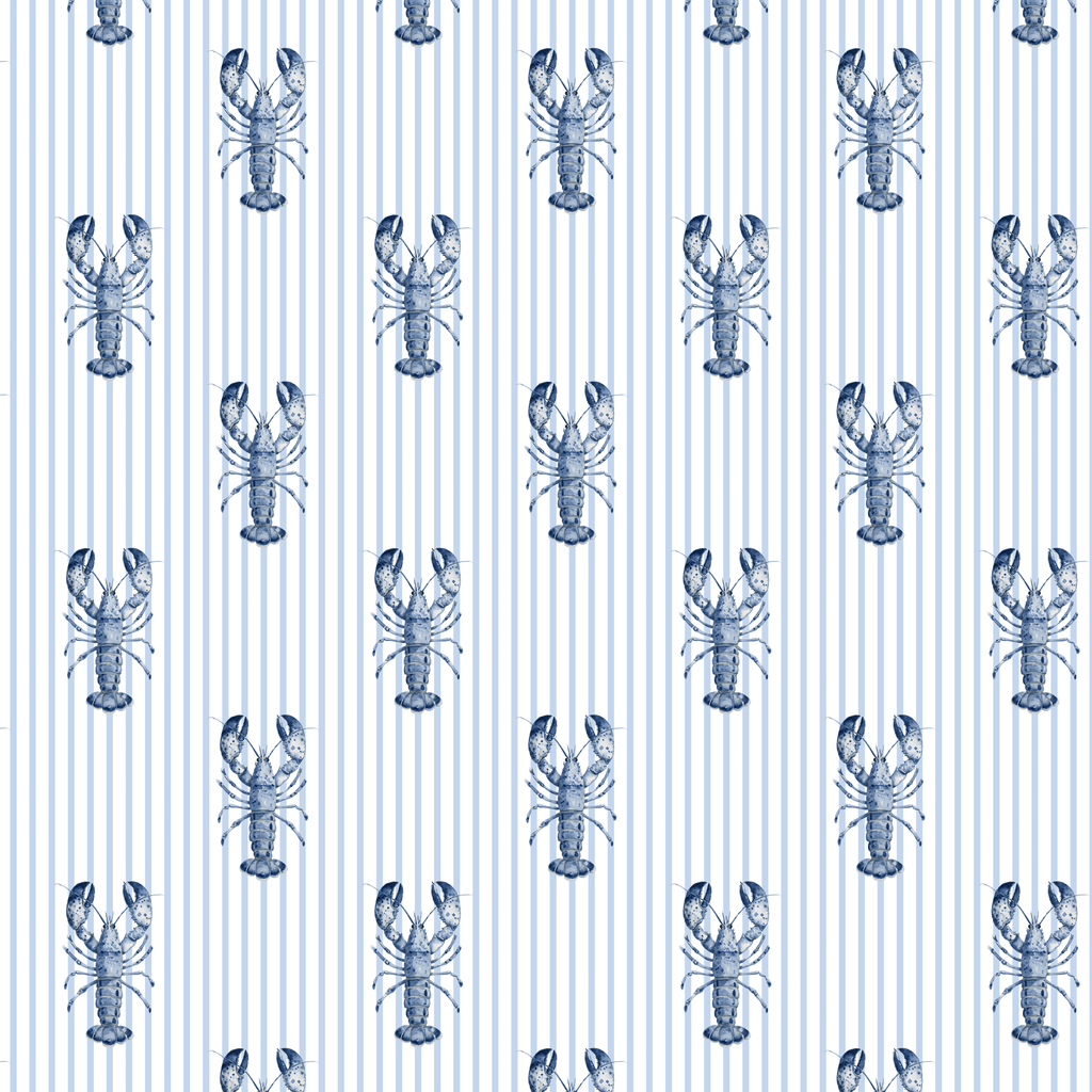 New England Blue Lobster Stripe Fabric - Hydrangea Lane Home