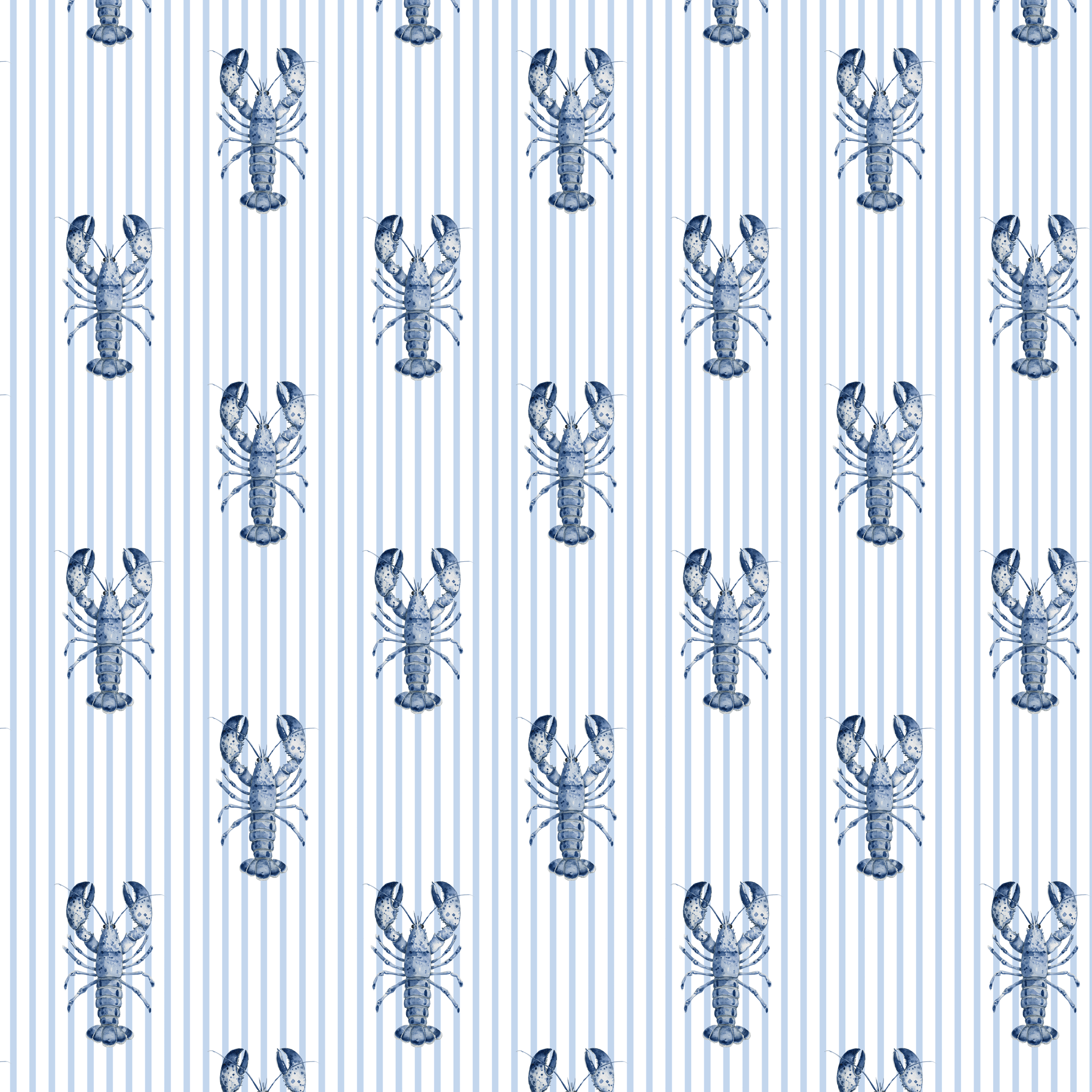 New England Blue Lobster Stripe Fabric - Hydrangea Lane Home