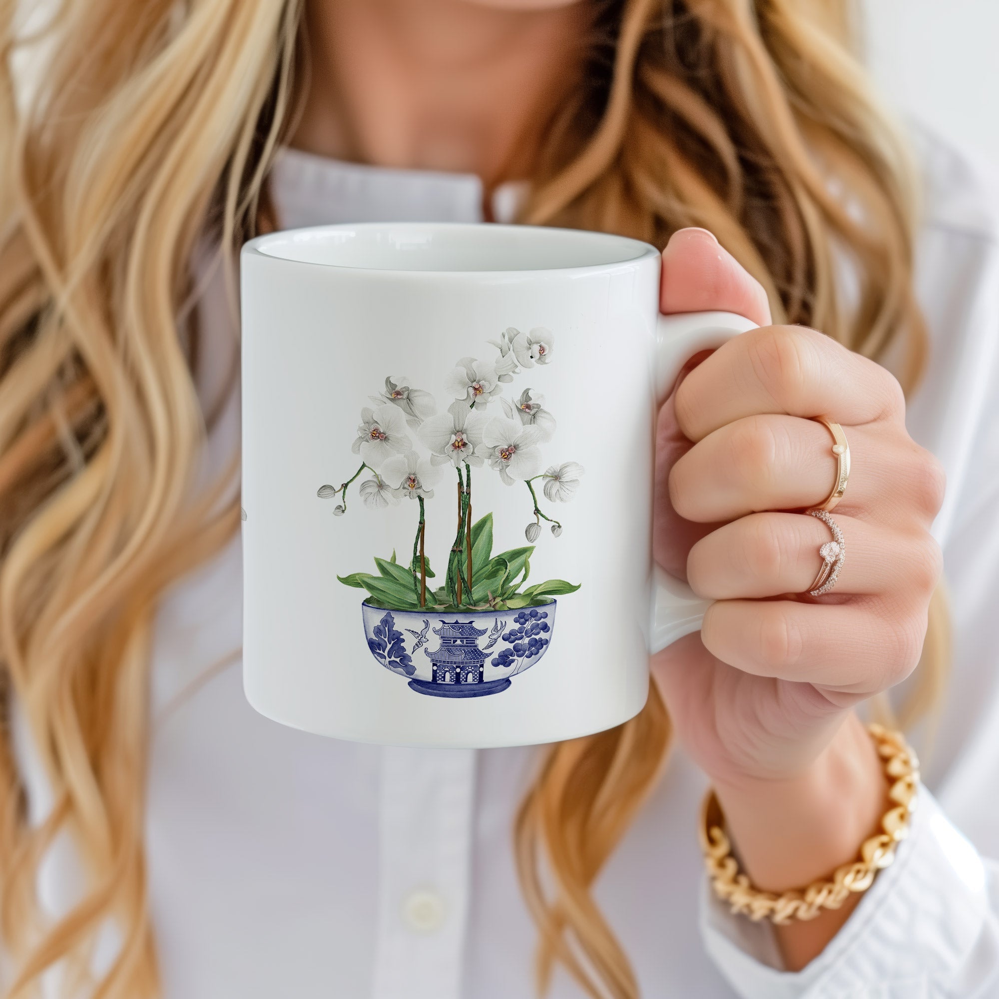 Orchid Chinoiserie Ceramic Mug - Hydrangea Lane Home