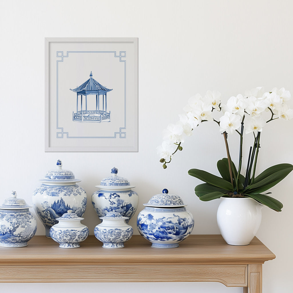 Pagoda 2 Chinoiserie Art Print - Hydrangea Lane Home