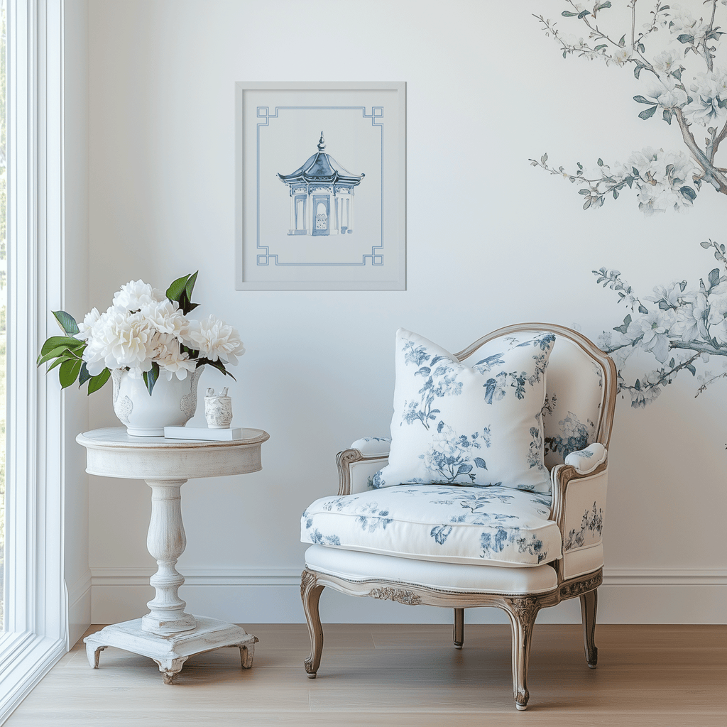 Pagoda 3 Chinoiserie Art Print - Hydrangea Lane Home