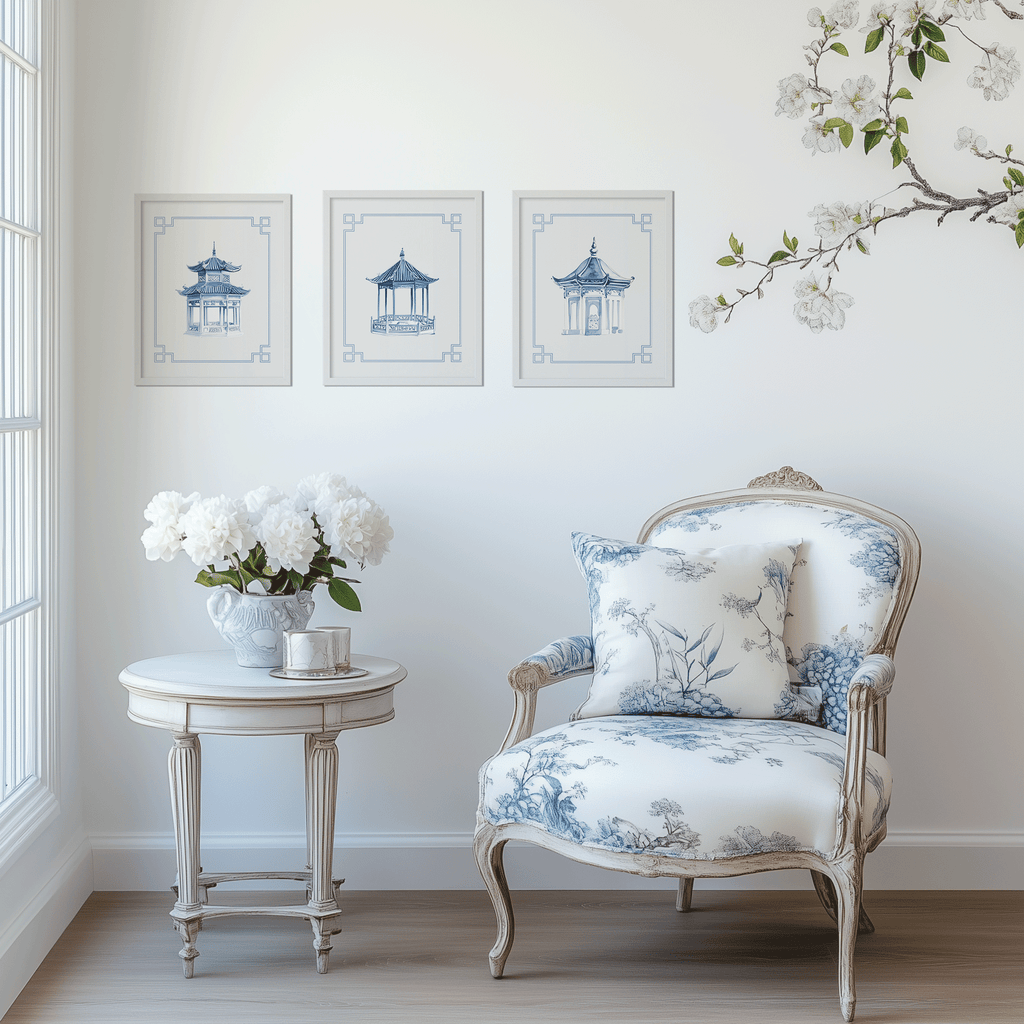 Pagoda 3 Chinoiserie Art Print - Hydrangea Lane Home