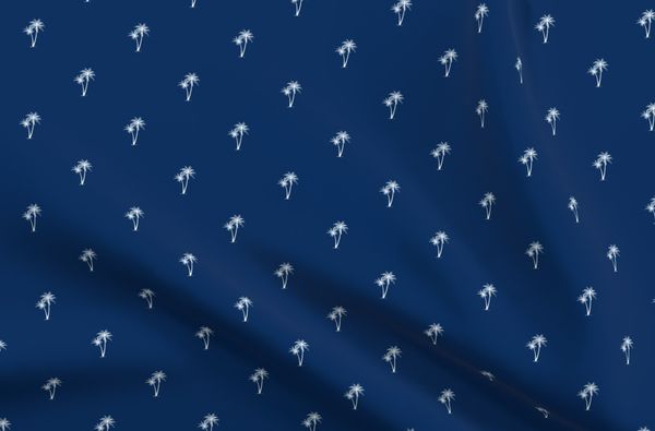 Palm Tree Pair Reverse Fabric - Navy - Hydrangea Lane Home