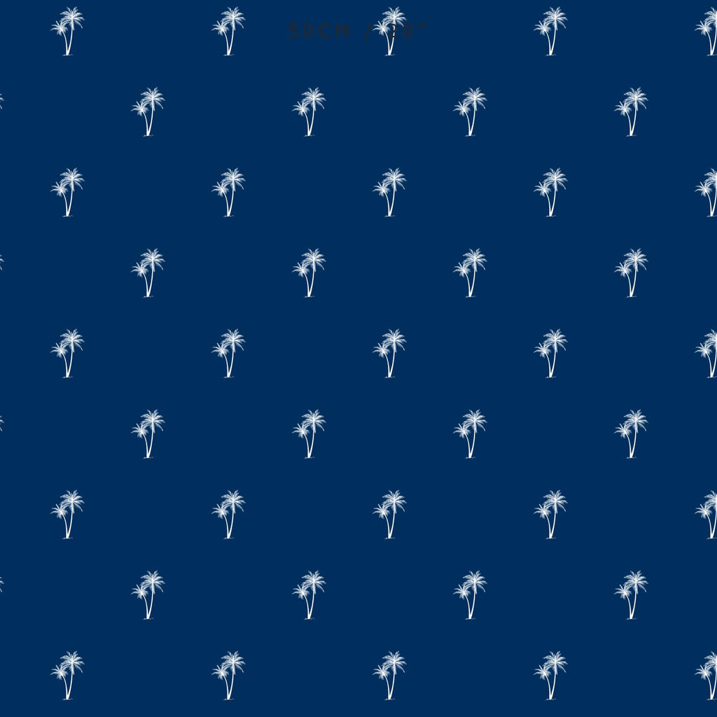 Palm Tree Pair Reverse Fabric - Navy - Hydrangea Lane Home