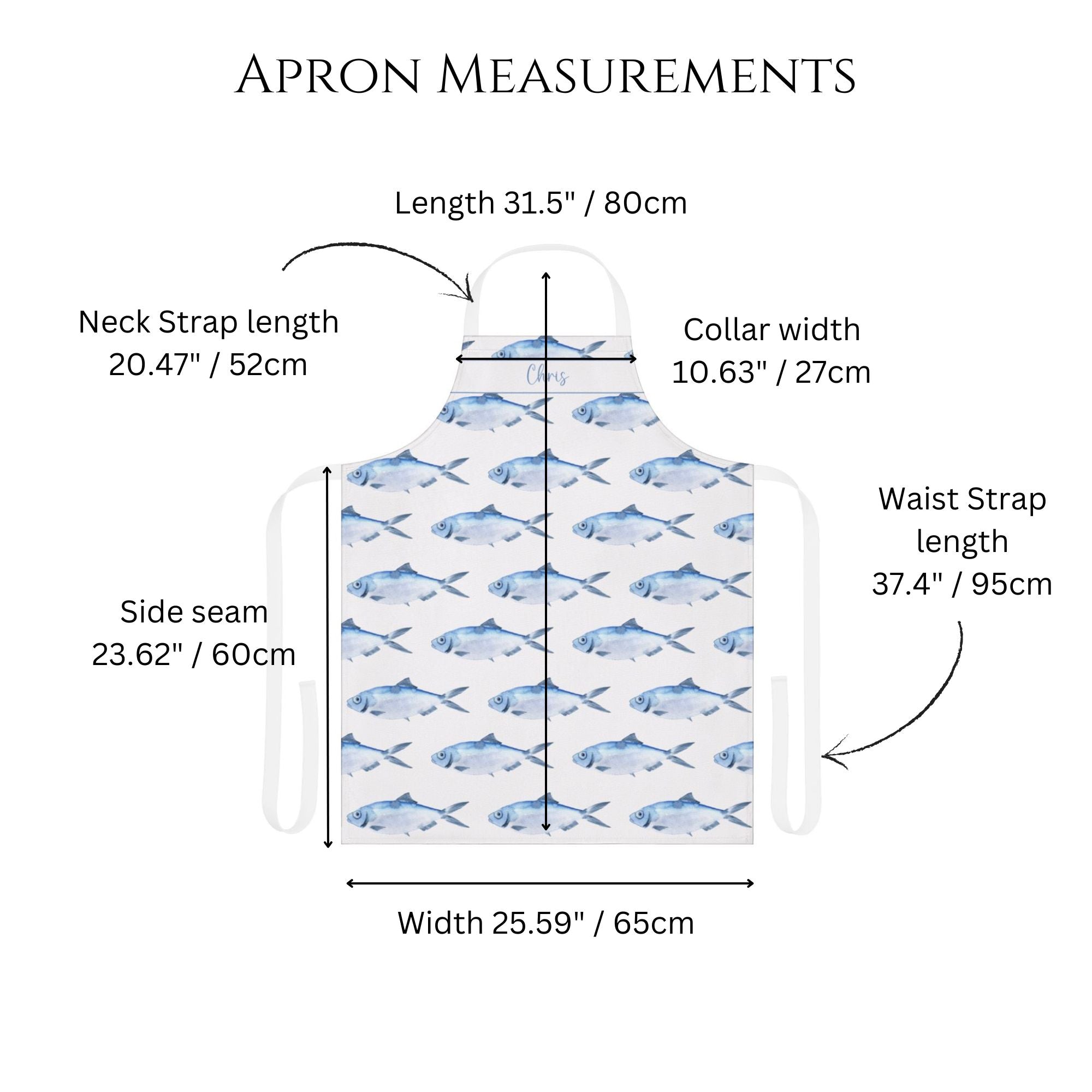 Personalized Blue Fish Apron - Hydrangea Lane Home