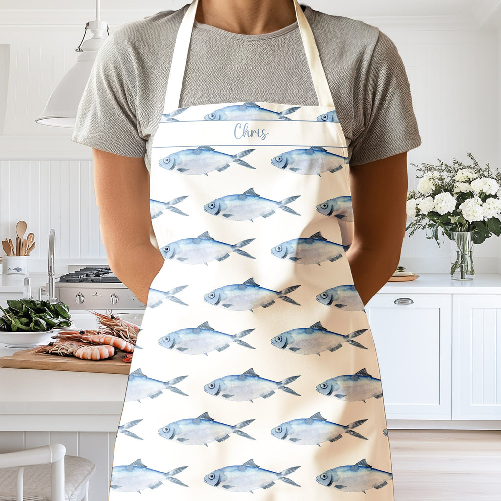 Personalized Blue Fish Apron - Hydrangea Lane Home