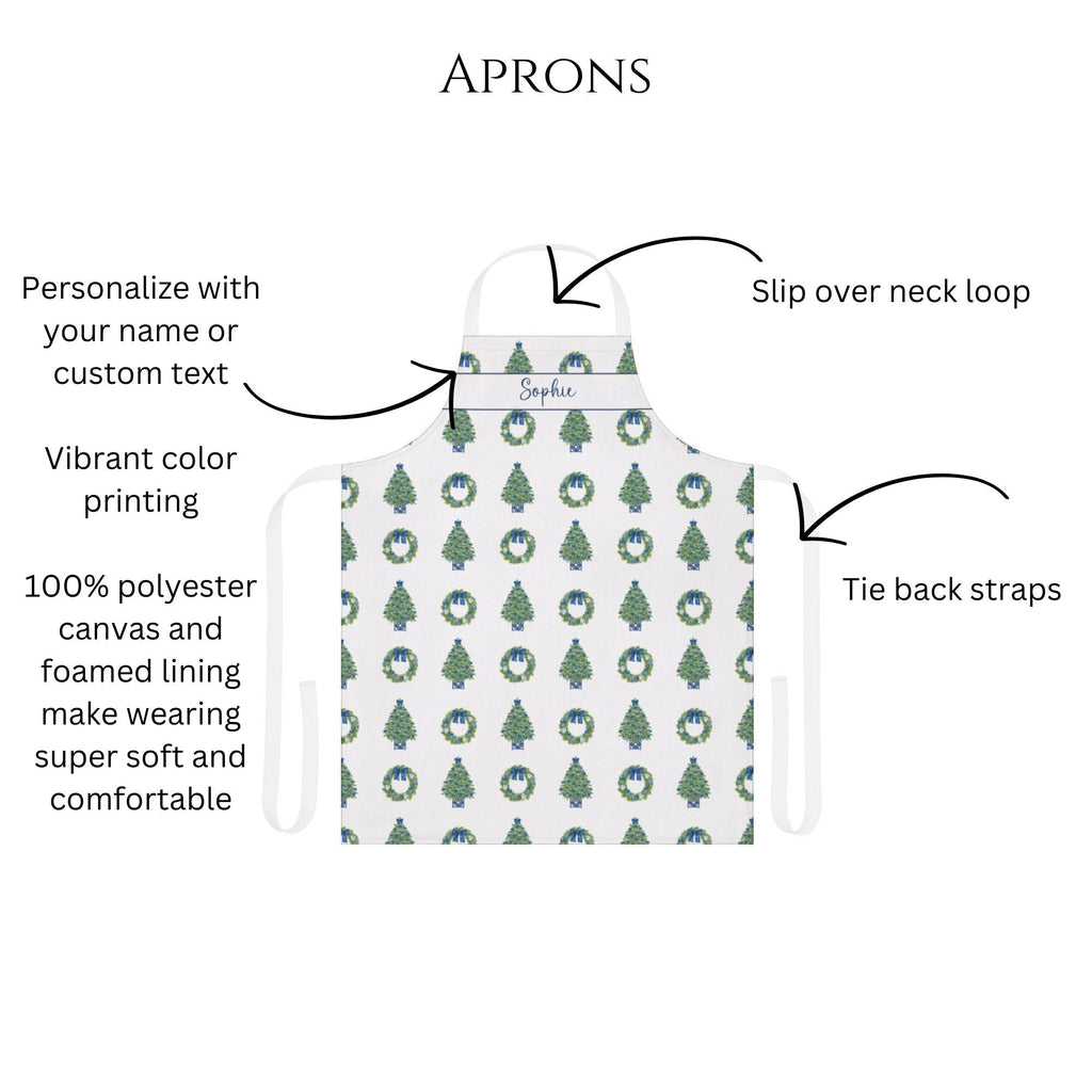 Personalized Chinoiserie Christmas Apron - Hydrangea Lane Home