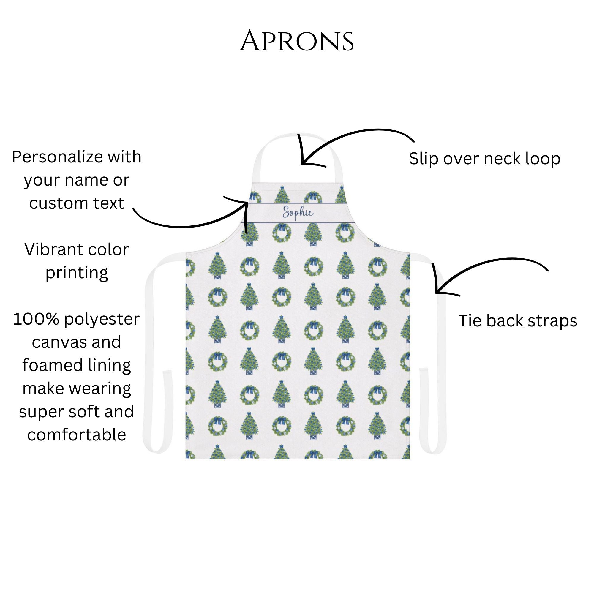 Personalized Chinoiserie Christmas Apron - Hydrangea Lane Home