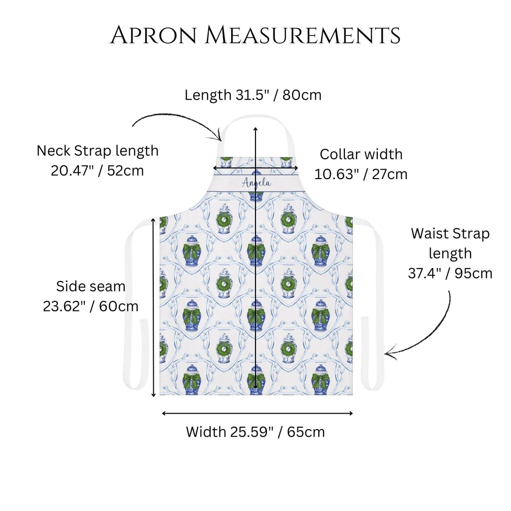 Personalized Chinoiserie Ginger Jar Christmas Apron - Hydrangea Lane Home