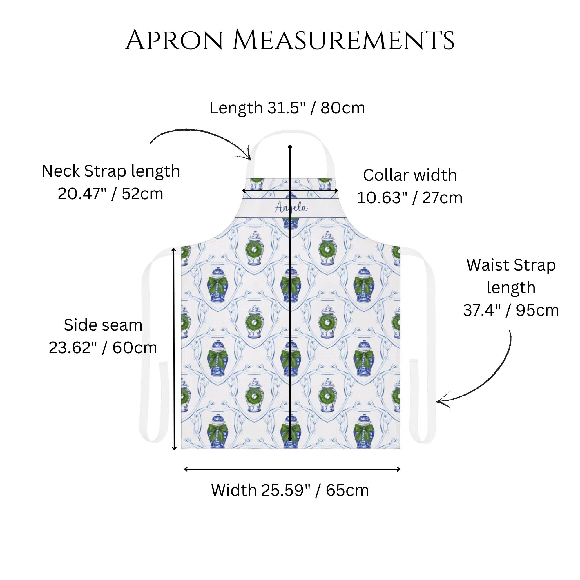 Personalized Chinoiserie Ginger Jar Christmas Apron - Hydrangea Lane Home