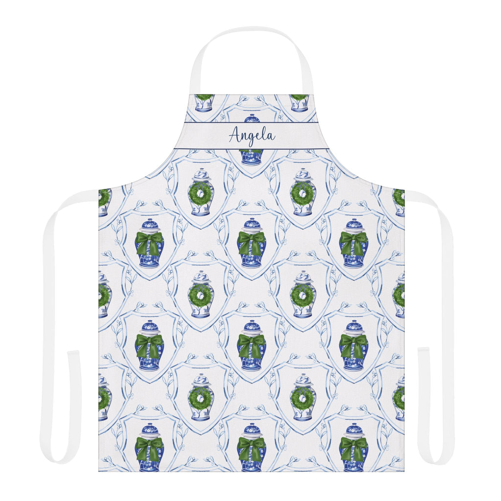 Personalized Chinoiserie Ginger Jar Christmas Apron - Hydrangea Lane Home