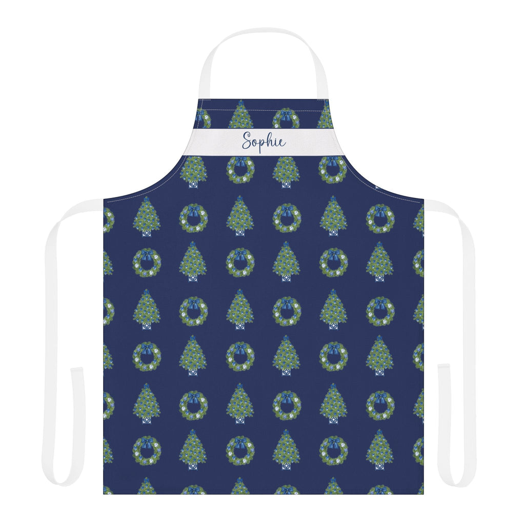 Personalized Chinoiserie NavyChristmas Apron - Hydrangea Lane Home