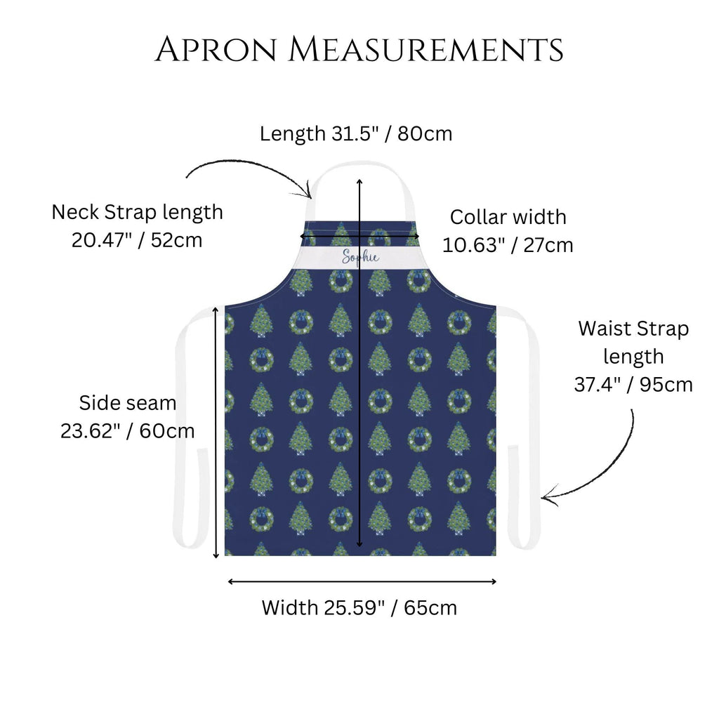 Personalized Chinoiserie NavyChristmas Apron - Hydrangea Lane Home