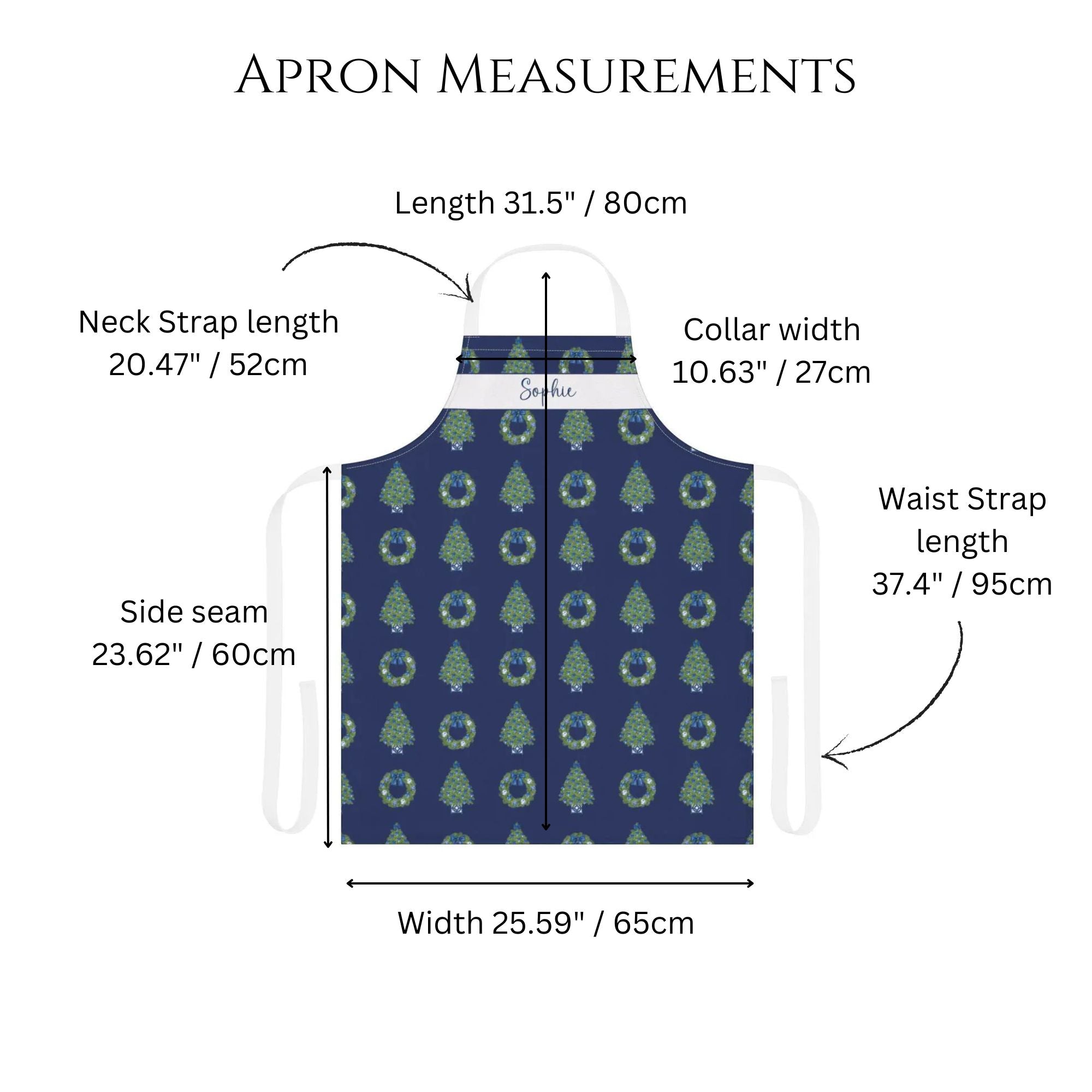 Personalized Chinoiserie NavyChristmas Apron - Hydrangea Lane Home