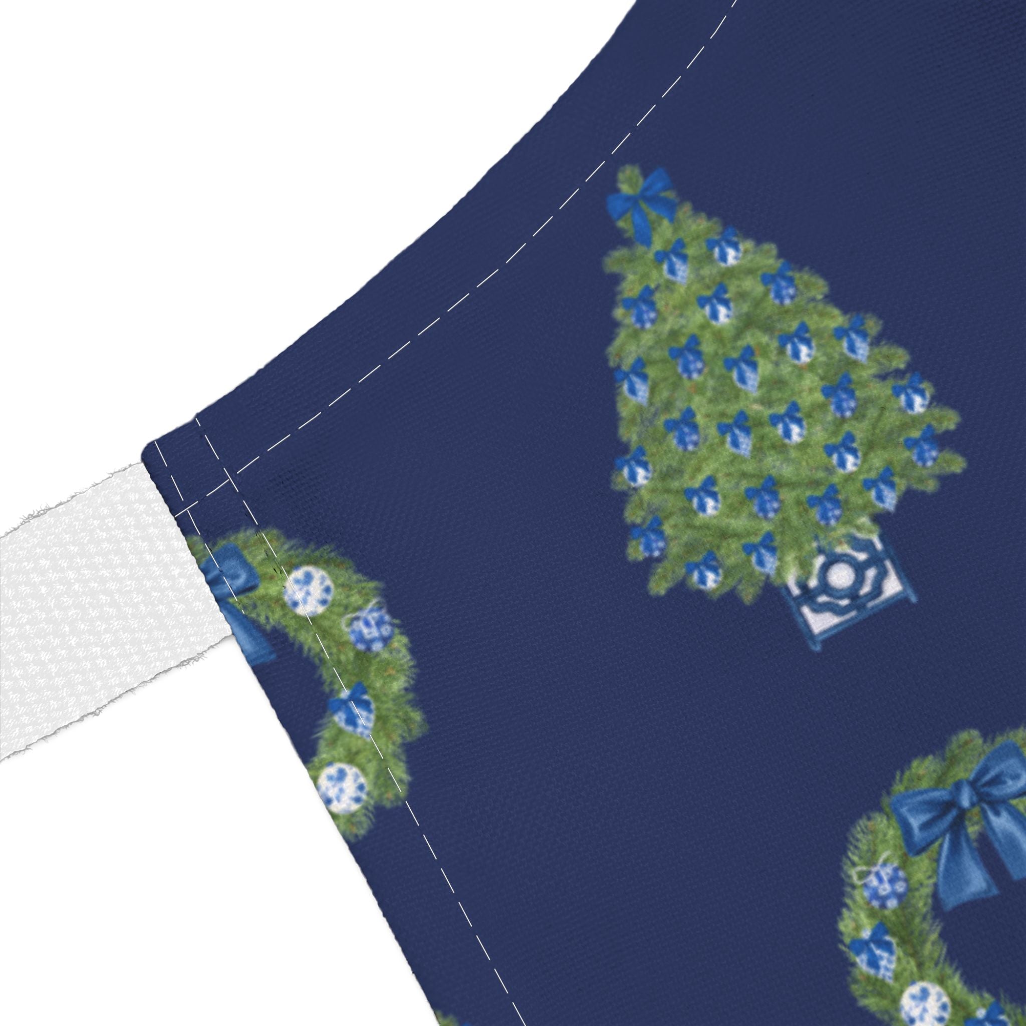 Personalized Chinoiserie NavyChristmas Apron - Hydrangea Lane Home