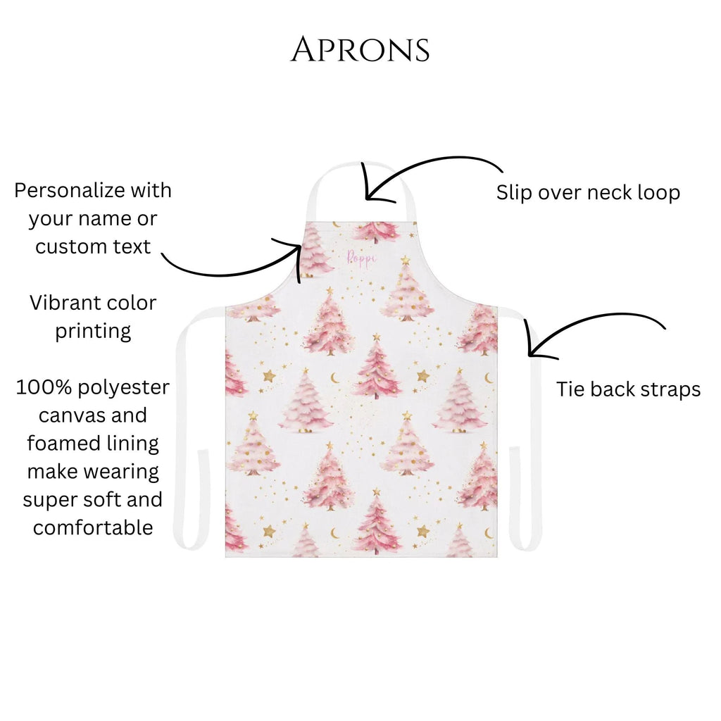 Personalized Pink Christmas Tree Apron - Hydrangea Lane Home