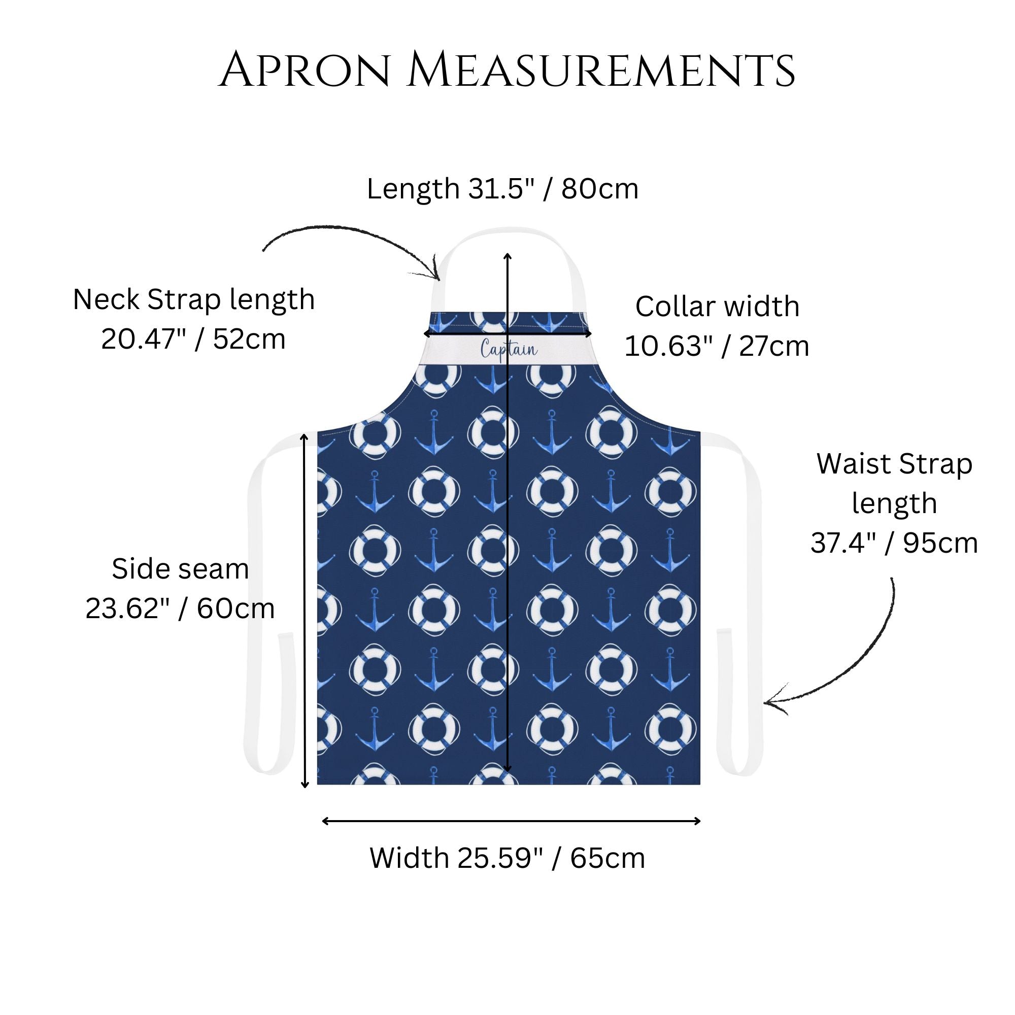 Personalized Sail Away Boat Anchor Apron - Navy Blue - Hydrangea Lane Home