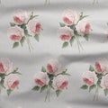 Pierre de Ronsard Country Rose Bouquet - Pink on Linen Beige Chambray - Hydrangea Lane Home