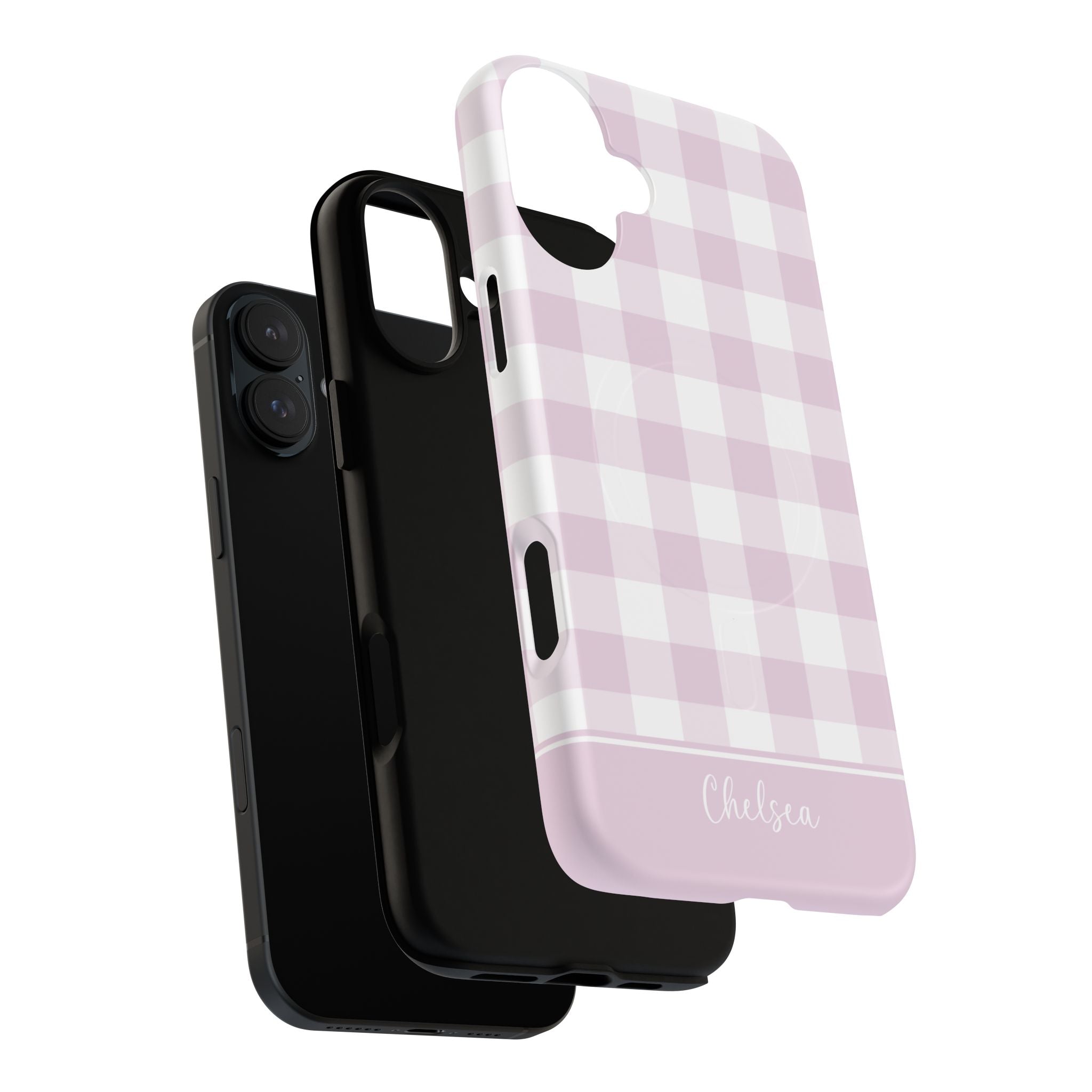 Pink Gingham Check MagSafe Tough iPhone Case - Hydrangea Lane Home