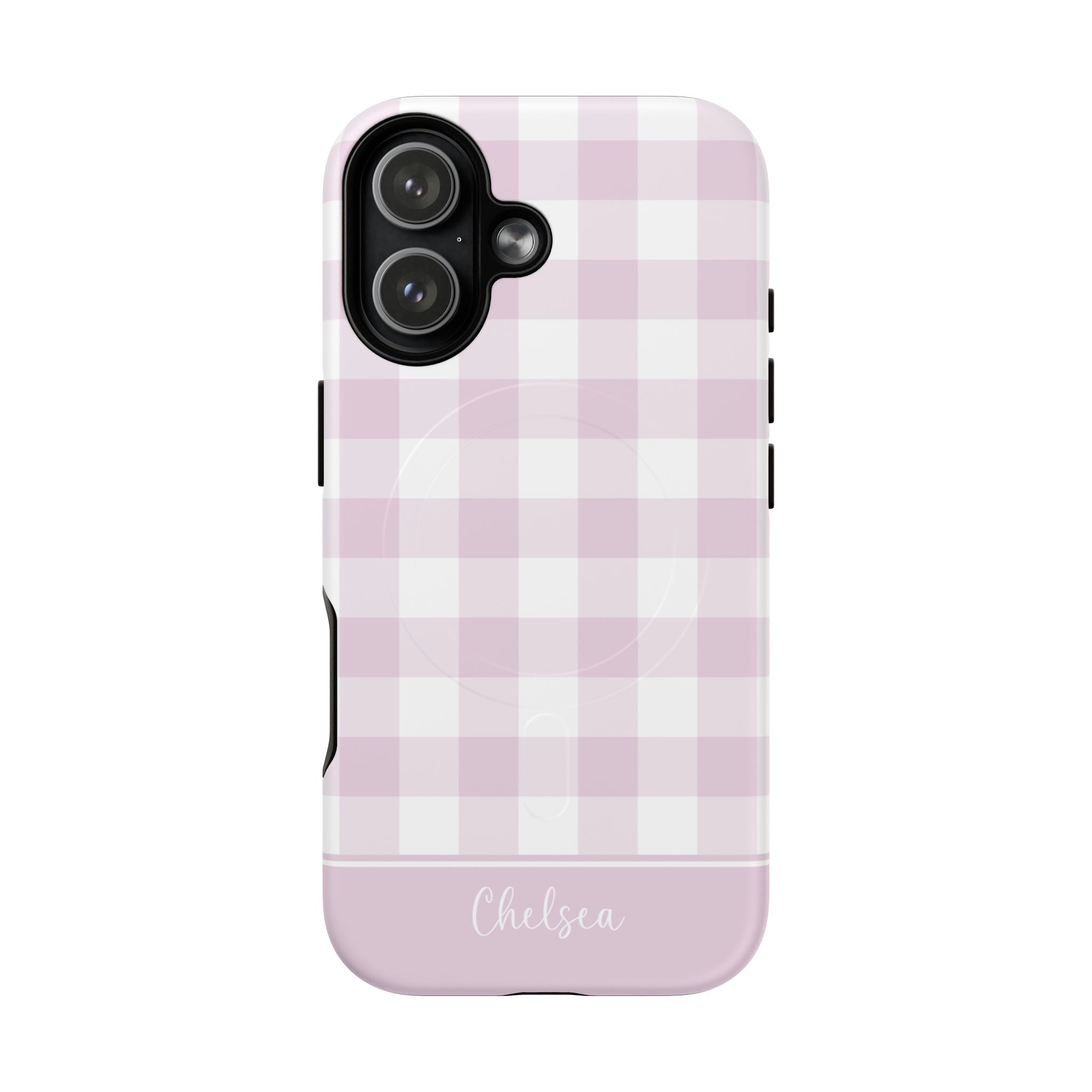 Pink Gingham Check MagSafe Tough iPhone Case - Hydrangea Lane Home